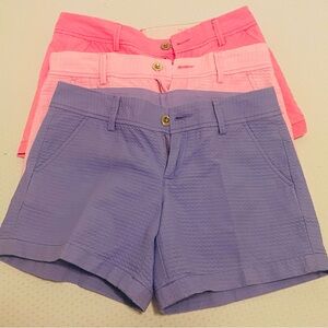 LILLY PULITZER Pink,Hot Pink and Purple Shorts, size 2 Good Used Clothing 3 pair